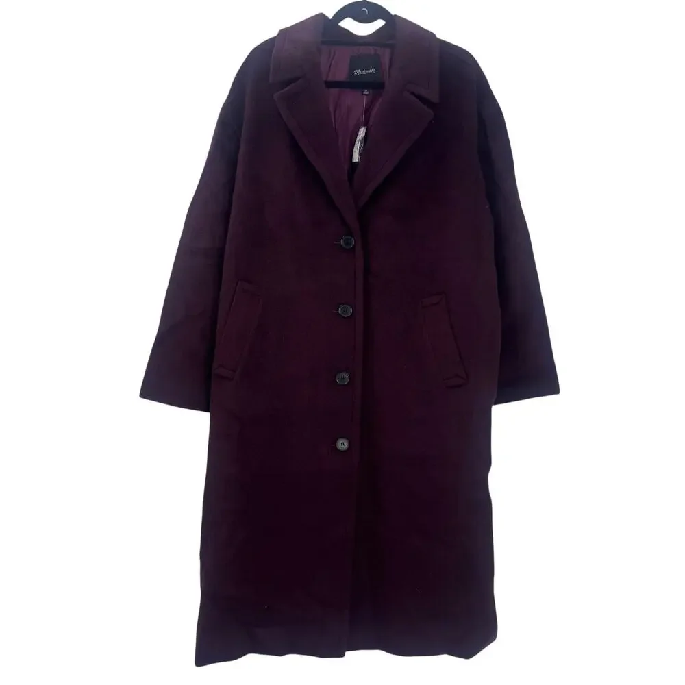 Madewell Women's The Alonzo Wool Alpaca Blend Coat Smoked Claret Size XL NWT